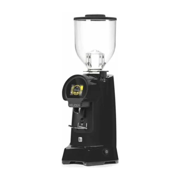Eureka Helios 75 coffee grinder, black, three-quarter view