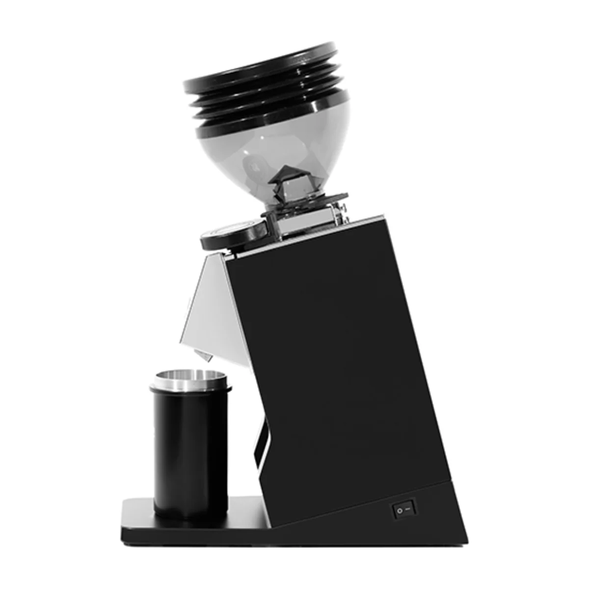 Eureka Mignon Pisa in matt black showing its leaning body, side profile