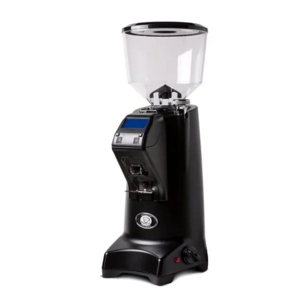 Eureka Olympus 75E coffee grinder, black, three-quarter view