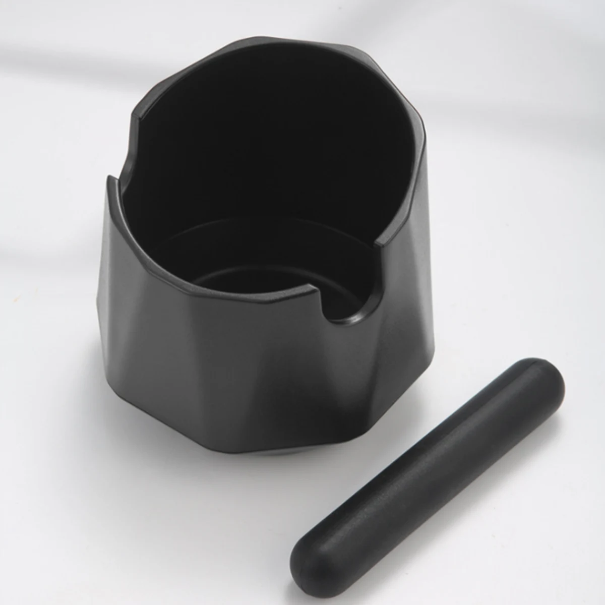 Faceted Coffee Knock Box, top view with bar removed