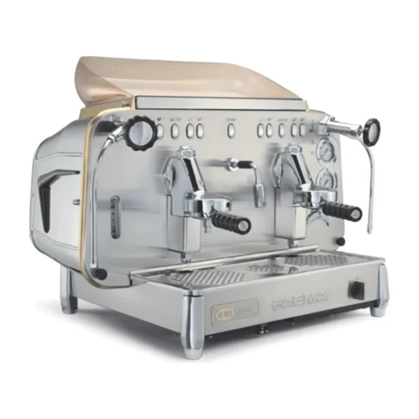 Faema E61 Jubilé 2 Group, stainless steel, front three-quarter view