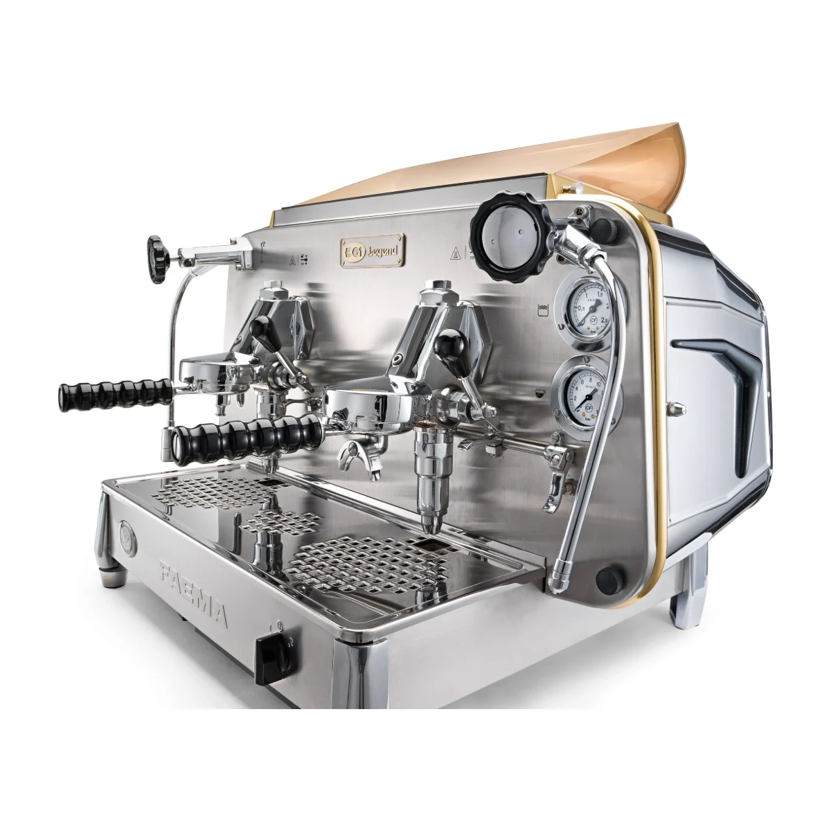 Faema E61 Legend 2 Group, stainless steel, front three-quarter view