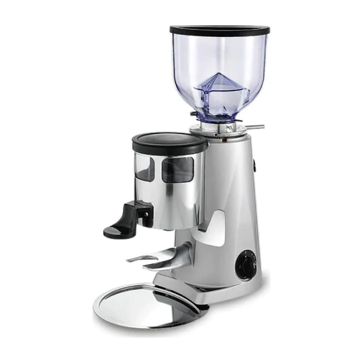 Fiorenzato F4 Nano Auto coffee grinder, silver with clear hopper