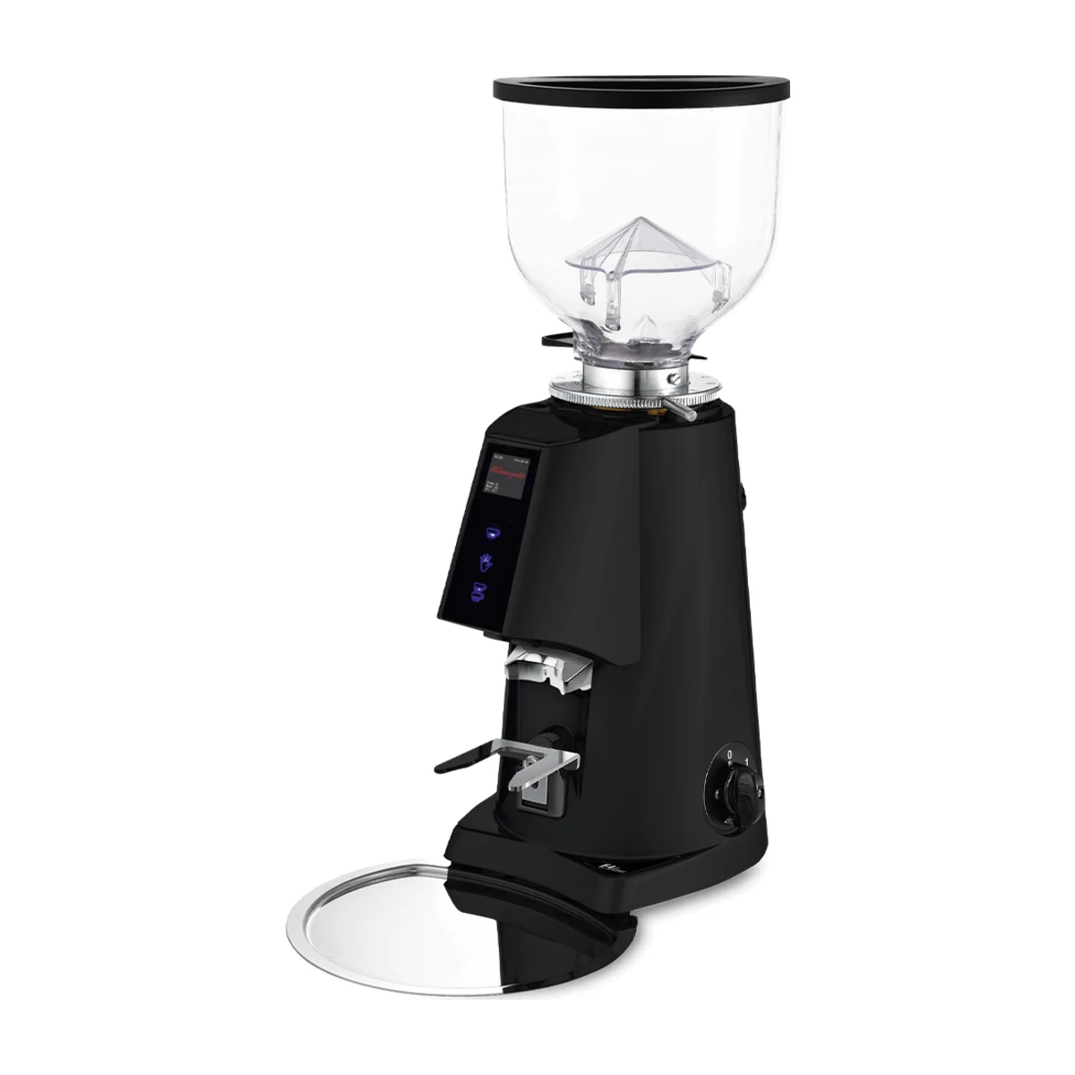 Fiorenzato F4 Nano Electronic Filter coffee grinder, matte black, three-quarter view