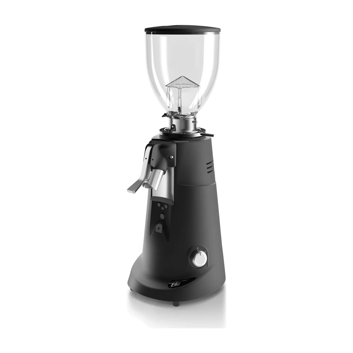 Fiorenzato F6 Deli coffee grinder, matte black, three-quarter view