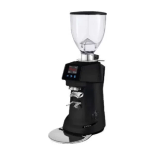 Black Fiorenzato F71 Electronic conical grinder with touch display and round tray