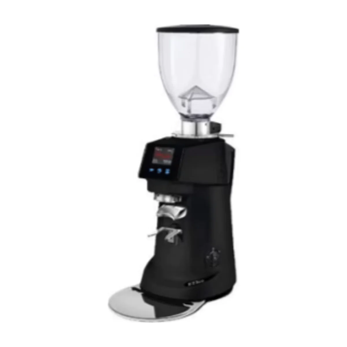 Black Fiorenzato F71 Electronic conical grinder with touch display and round tray