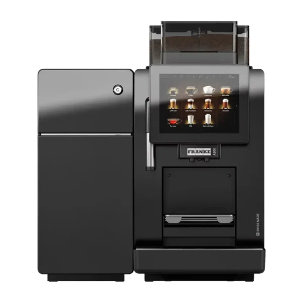 Franke A300 MS, black, front view with fridge