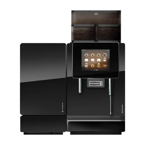 Franke A600 FM, black, front view with cleanmaster unit