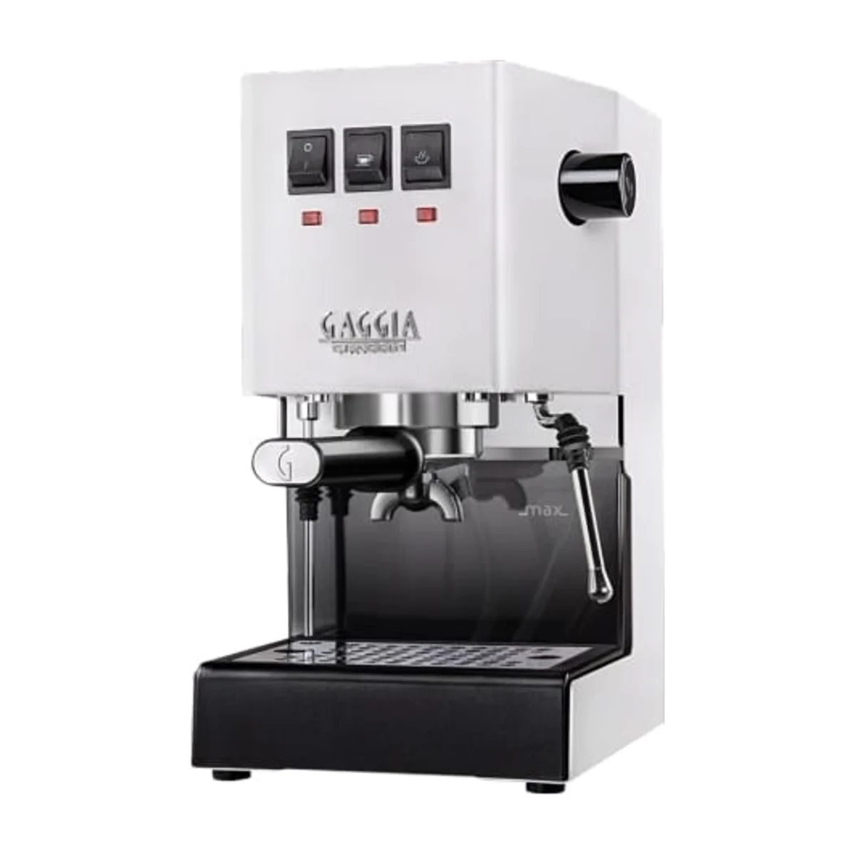 Gaggia Classic E24, white, front three-quarter view