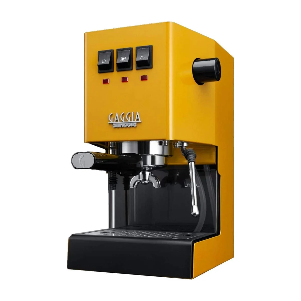 Gaggia Classic E24, yellow, front three-quarter view