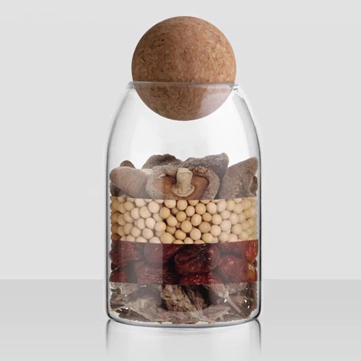 Glass Storage Jars with Cork Ball Lid, 730 ml jar, front view