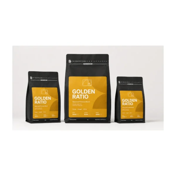 Golden Ratio Coffee Beans 1 kg, 1 kg, 500 g and 250 g bags