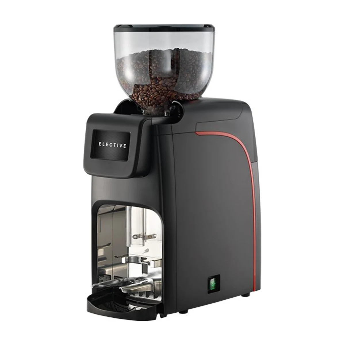 La Cimbali Elective coffee grinder, black, three-quarter view