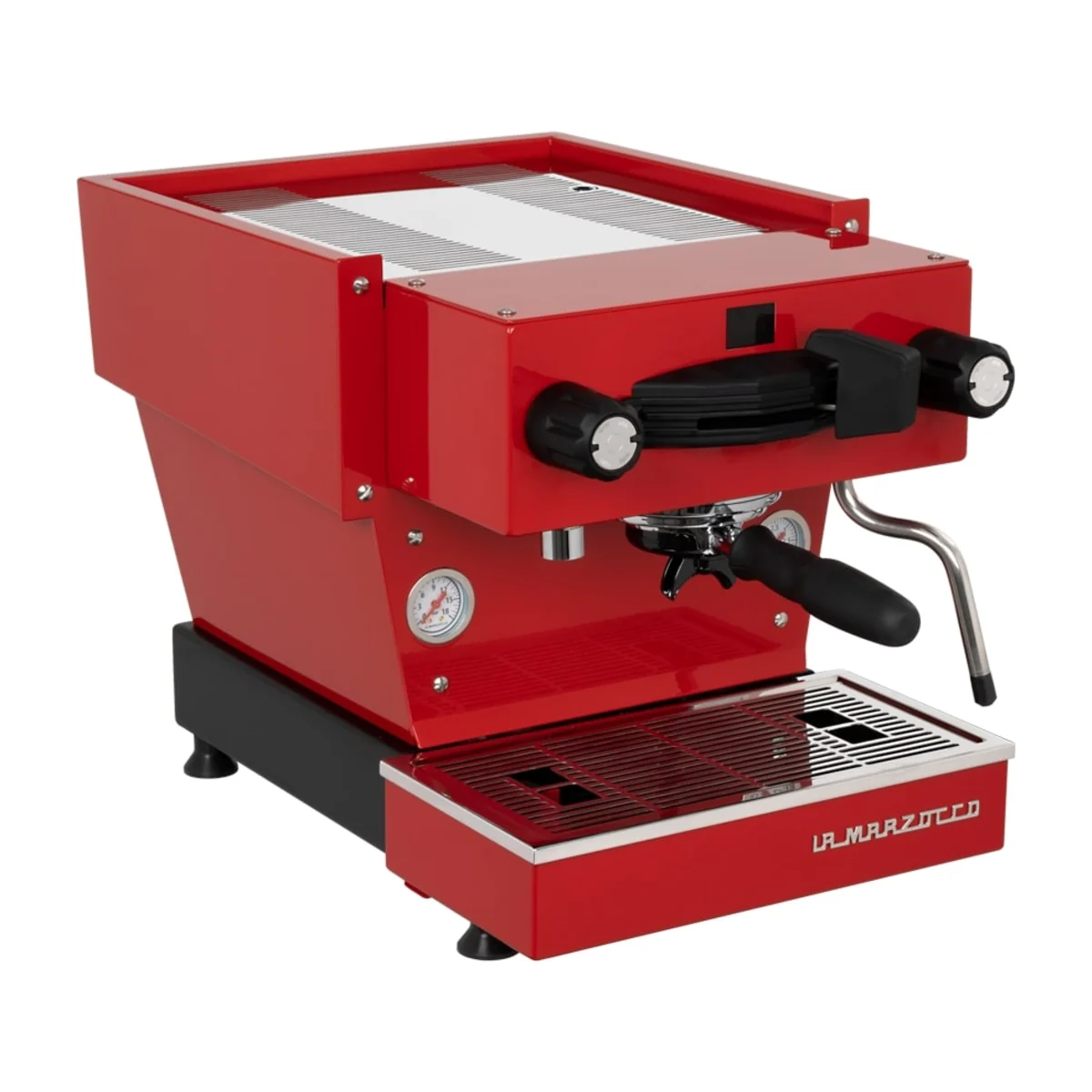 La Marzocco Linea Mini R, red, front three-quarter view