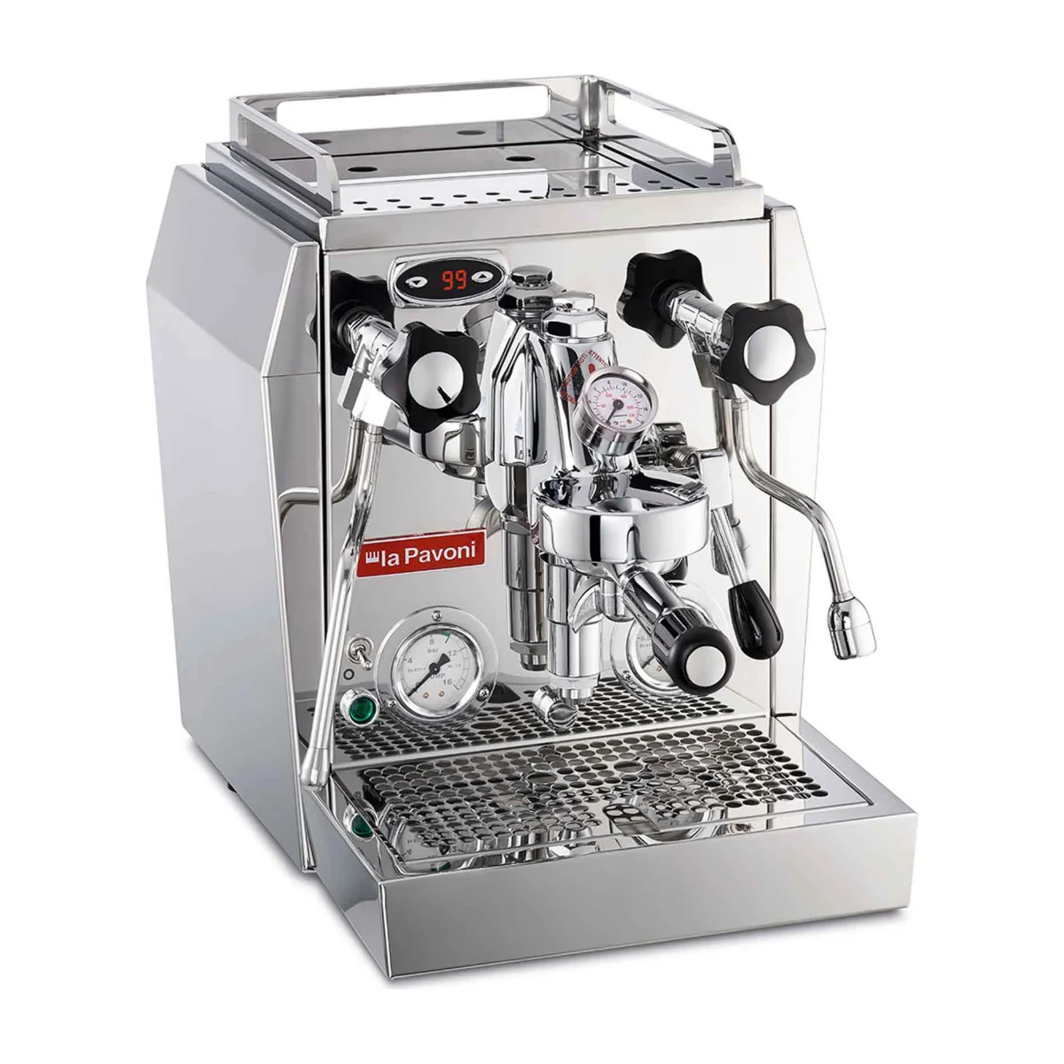 La Pavoni Botticelli Evoluzione PID, stainless steel, front three-quarter view