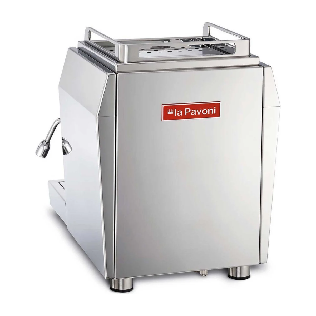 La Pavoni Botticelli Evoluzione PID, stainless steel, rear three-quarter view