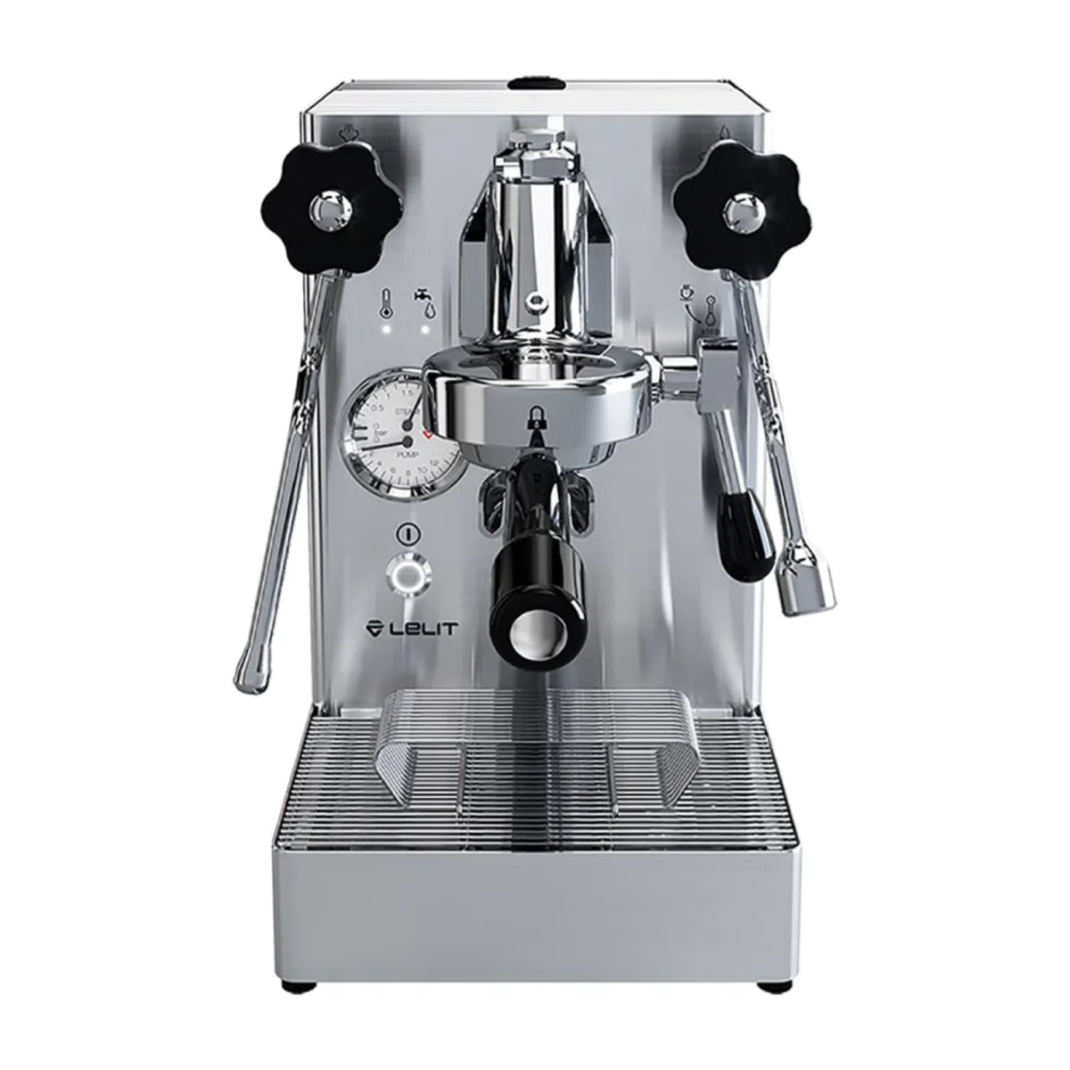 Lelit Mara X in brushed stainless steel with black knobs and handle