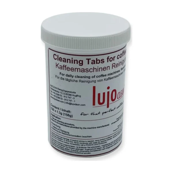 Lujo Clean Coffee Machine Cleaning Tablets, tub with contents label