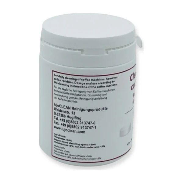 Lujo Clean Coffee Machine Cleaning Tablets, tub front