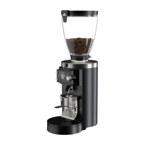 Mahlkönig E65S GbW coffee grinder, black, three-quarter front view