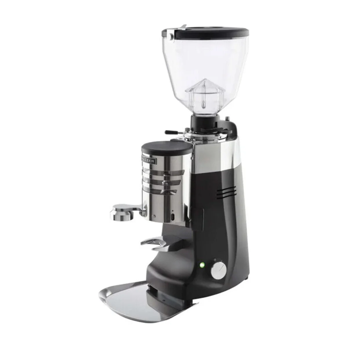 Mazzer Kony S Automatic doser grinder in black, front three-quarter view