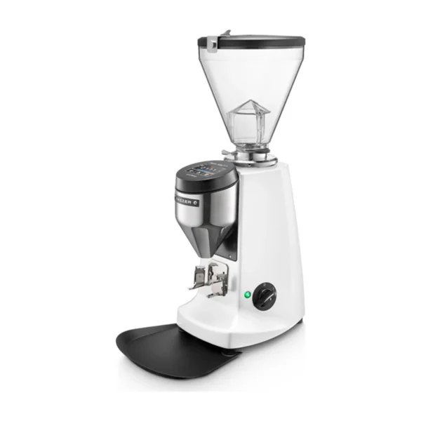 Mazzer Super Jolly V Up coffee grinder, white, three-quarter view