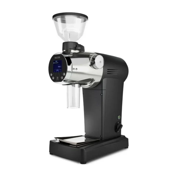 Mazzer ZM digital grinder in black with round colour display and dosing cup