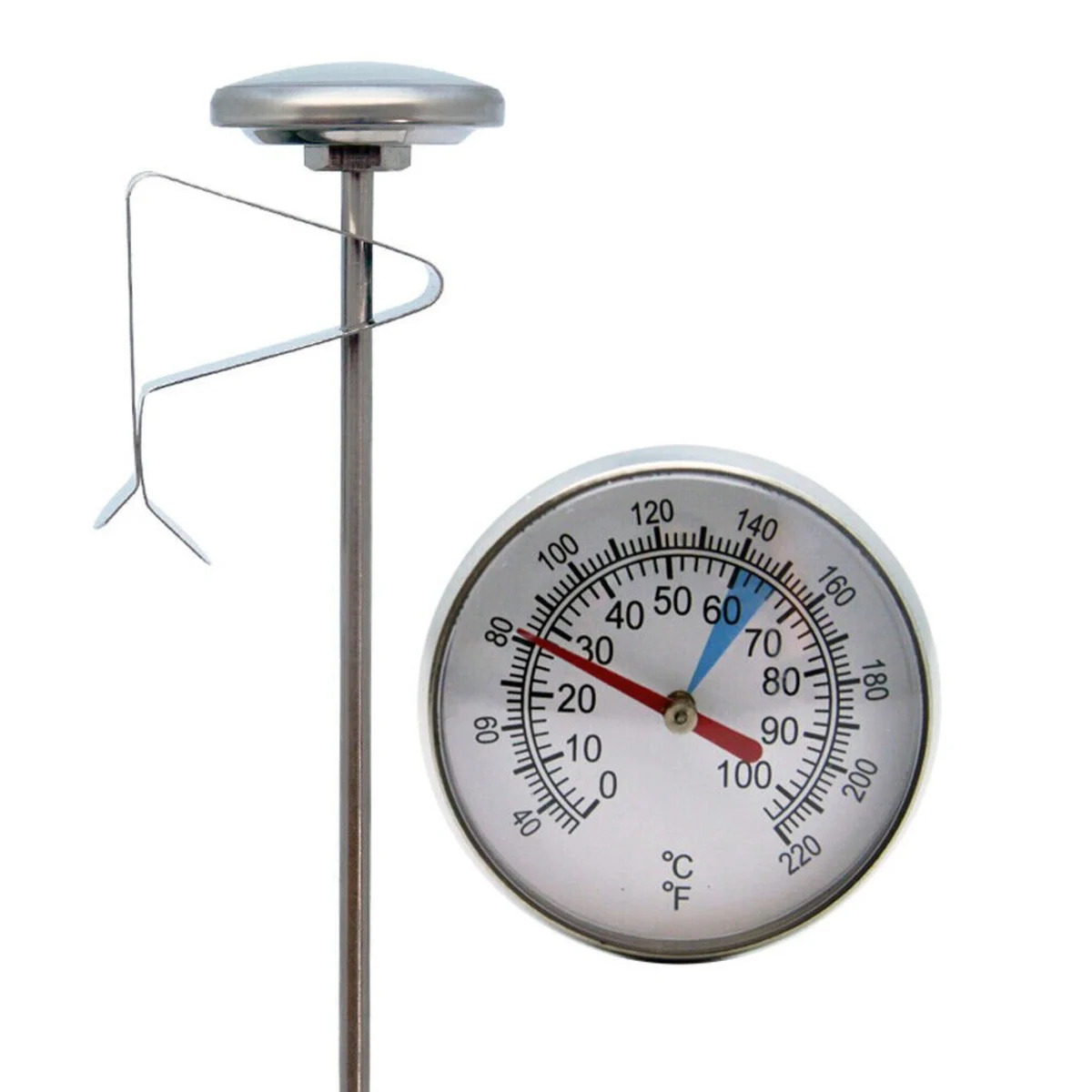 Dial reads 0 to 100 °C and 40 to 220 °F