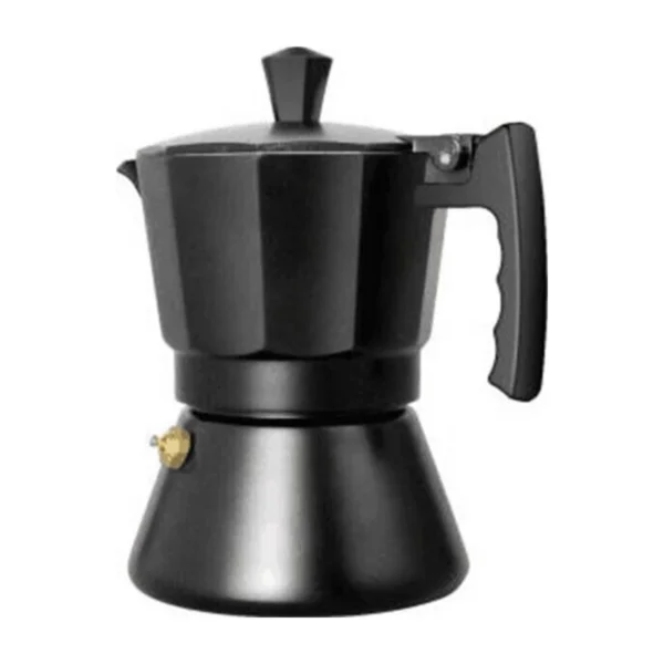 Moka Pot 3 or 6 Cup, black option front view