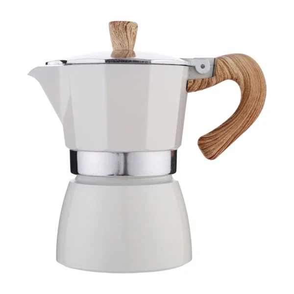 Moka Pot 3 or 6 Cup, white option front view