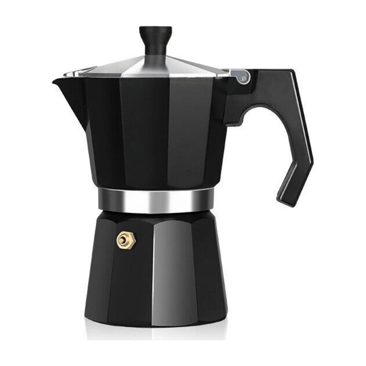 Moka Pot 3 or 6 Cup, black option front view