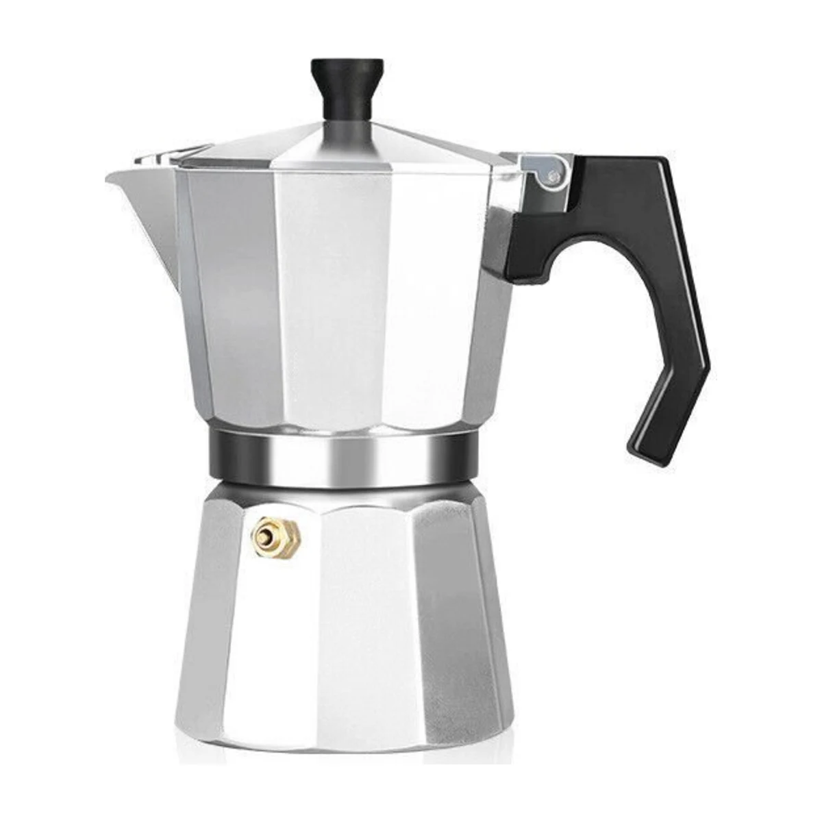 Moka Pot 3 or 6 Cup, silver option front view