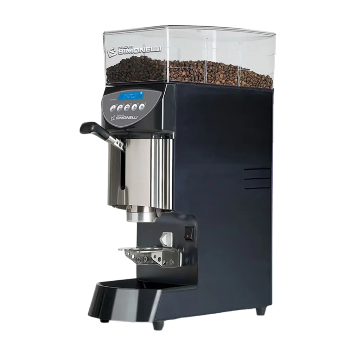 Nuova Simonelli Mythos Plus coffee grinder, black, front angle