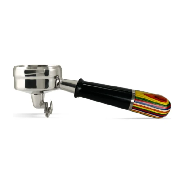 Pesado Double-Spout Portafilter, black & iris handle, main view