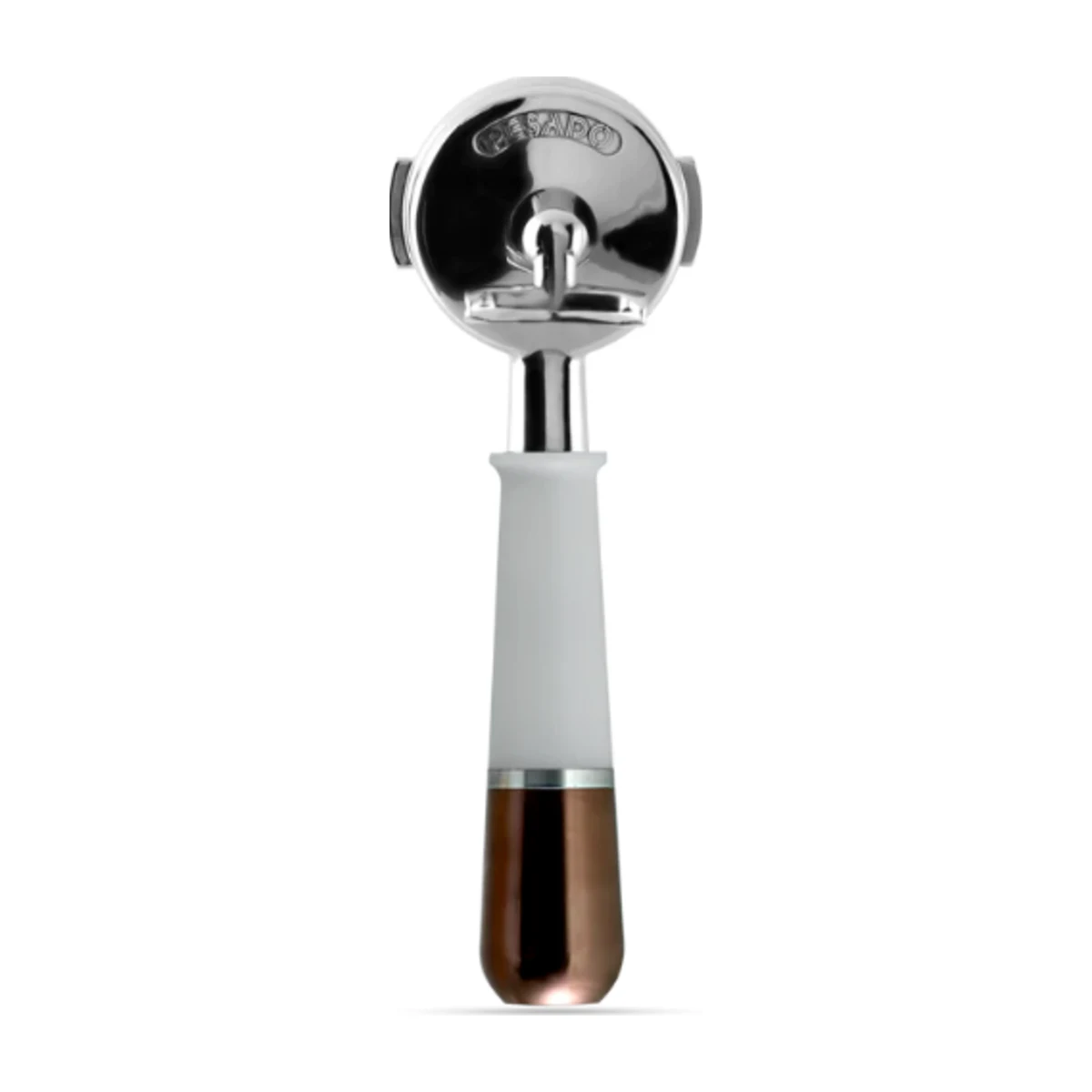 Pesado Double-Spout Portafilter, angled view