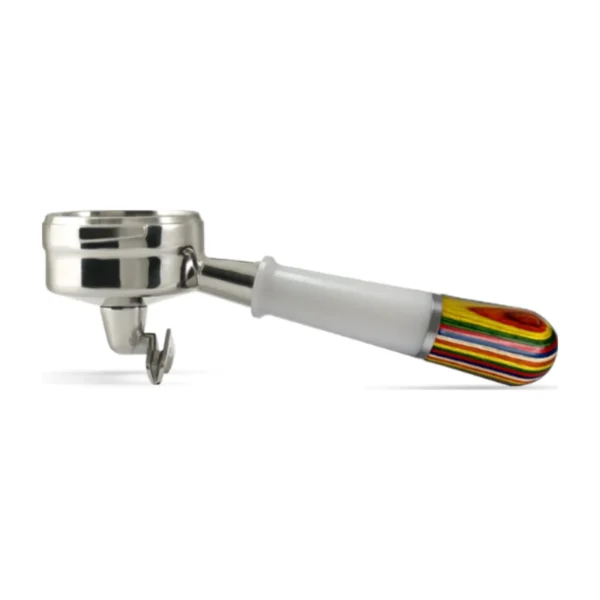 Pesado Double-Spout Portafilter, white & iris handle, main view
