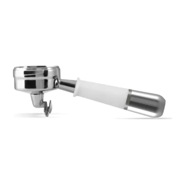 Pesado Double-Spout Portafilter, white & silver handle, main view