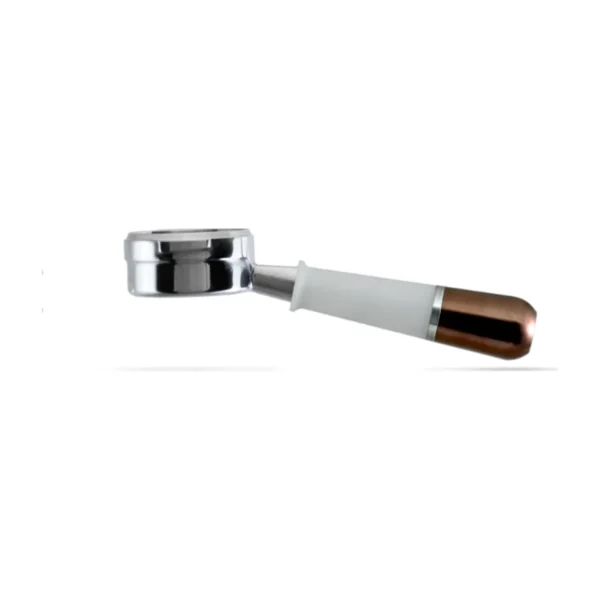 Pesado Naked Portafilter, white & bronze handle, main view