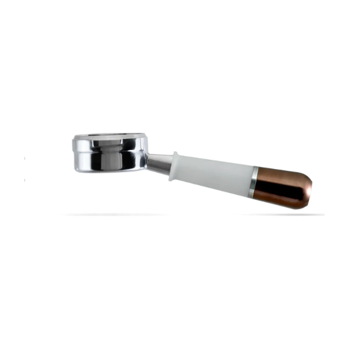 Pesado Naked Portafilter, white & bronze handle, main view