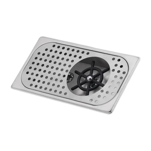 Pitcher Rinser with Drip Tray, top angle with grate