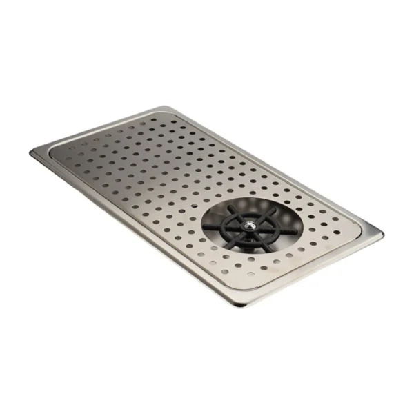 Large Pitcher Rinser with Drip Tray, top angle with grate