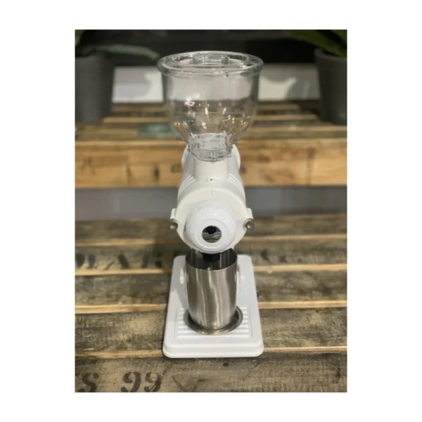 Precision GS30 coffee grinder, white, front view