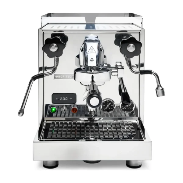 Profitec Pro 500 PID, stainless steel with rotary valve knobs and flow-control device, front view