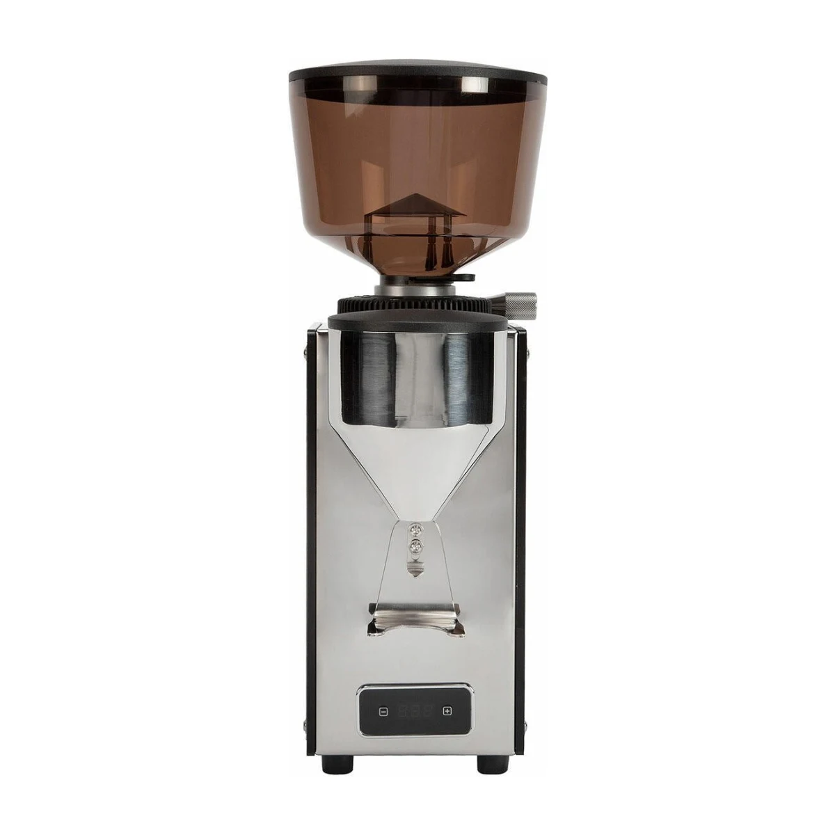 Profitec Pro T64 coffee grinder, stainless, front view