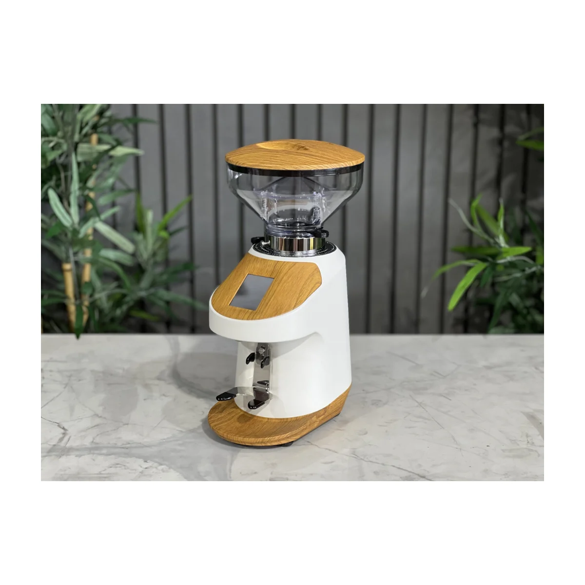 Quamar Nemo-Q coffee grinder, white with timber accents