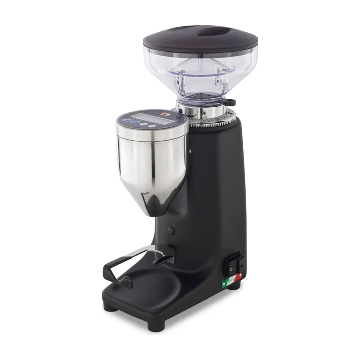Quamar Q50 Electronic coffee grinder, black, on white background
