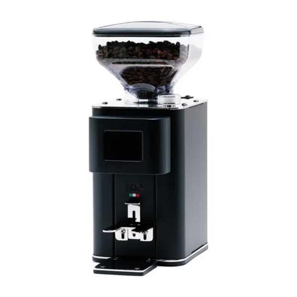 Quick Mill Sirio Home Compact coffee grinder, black, three-quarter view