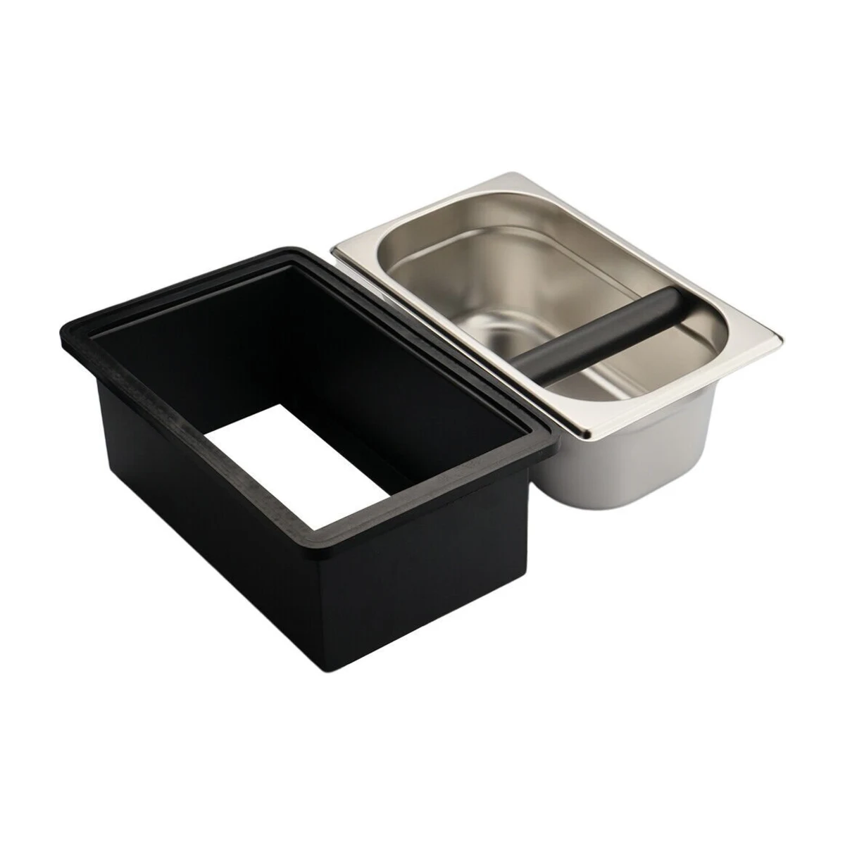 Rectangular Coffee Knock Box, insert and sleeve separated