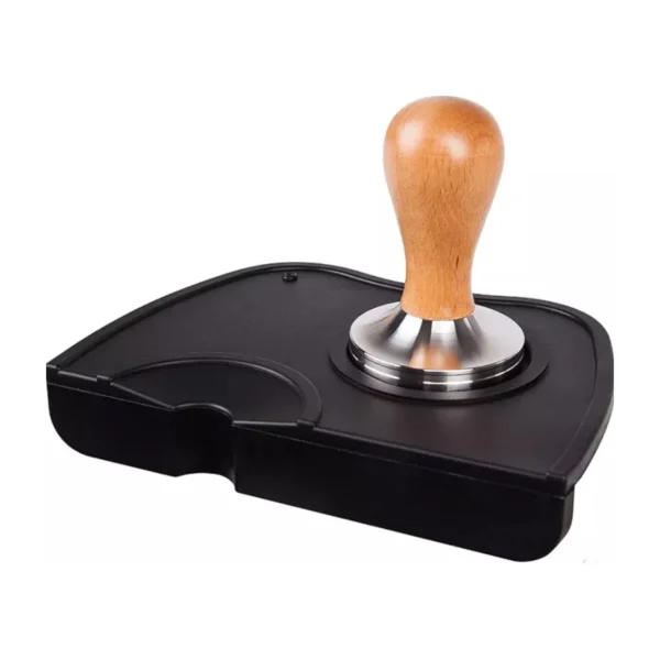 Silicone Corner Tamping Mat, with wooden tamper